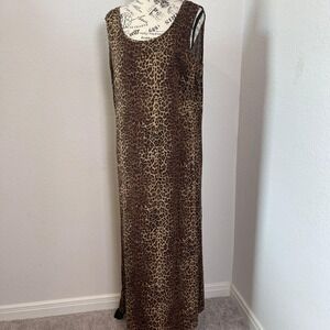 Karin Stevens Leopard Print Maxi Dress Sleeveless Animal Print Dress 14